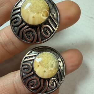 Zealandia Sterling Silver Fossil Earrings H1